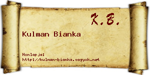 Kulman Bianka névjegykártya
